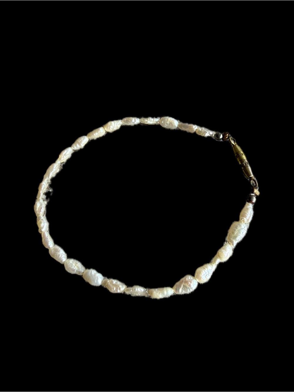 Vintage Fresh Water Rice Pearl Bracelet 7" Strand 1960’s 1970's Barrel Clasp